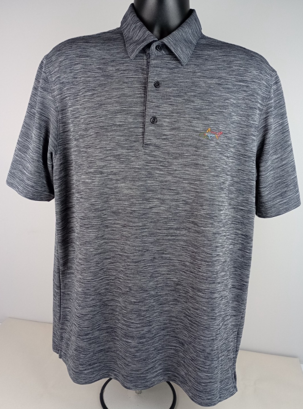 Greg Norman Mens Lg Play Dry Gray Heathered Short Sleeve Polo Shirt
